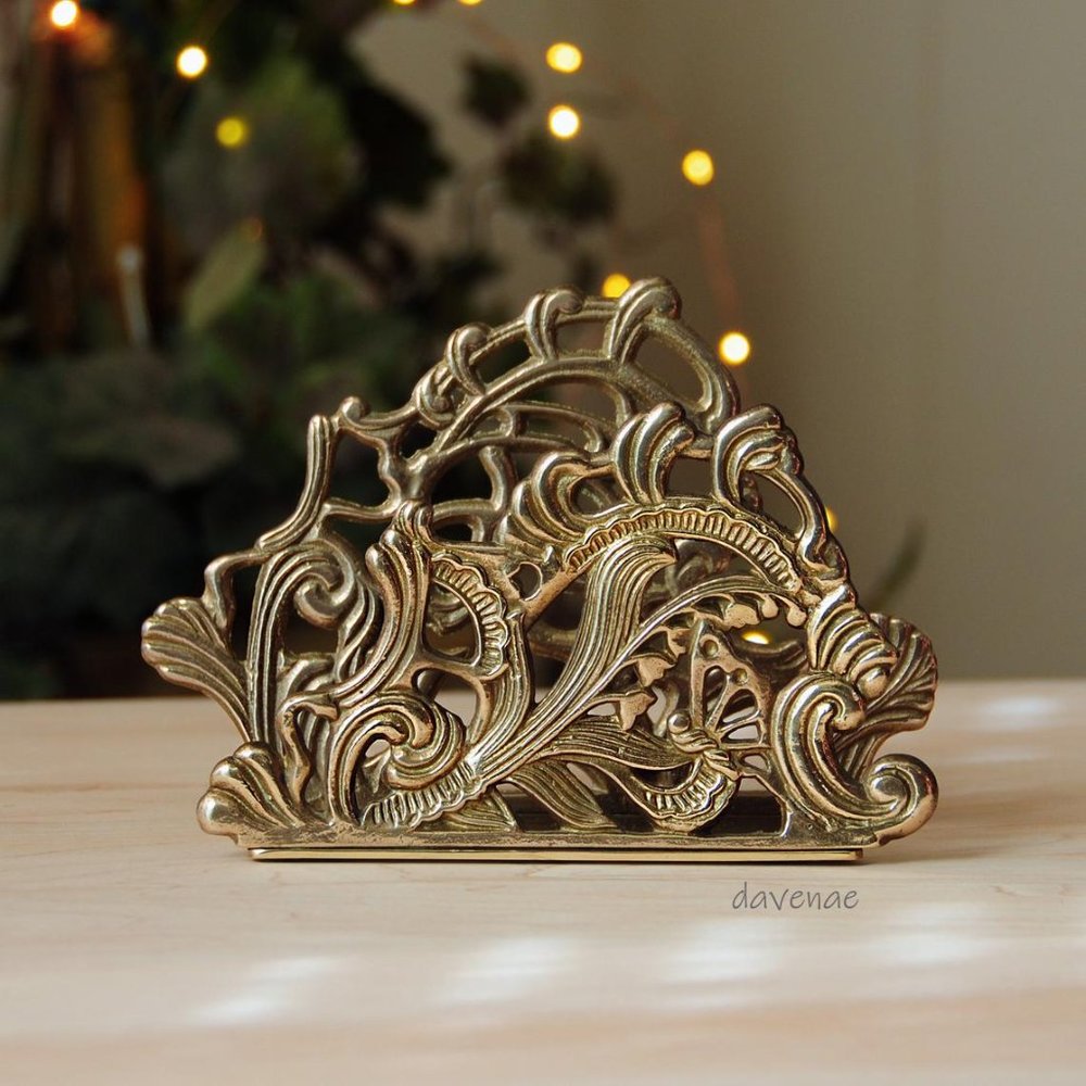 Vintage 1980's Brass Holder by Teleflora - for Napkins, Letters, Organizers, etc